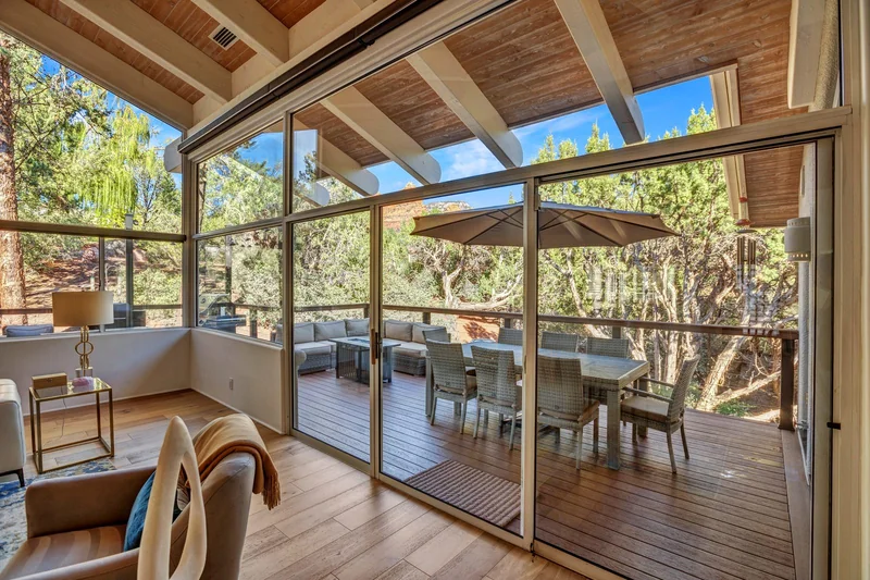 Updated covered deck and outdoor living space